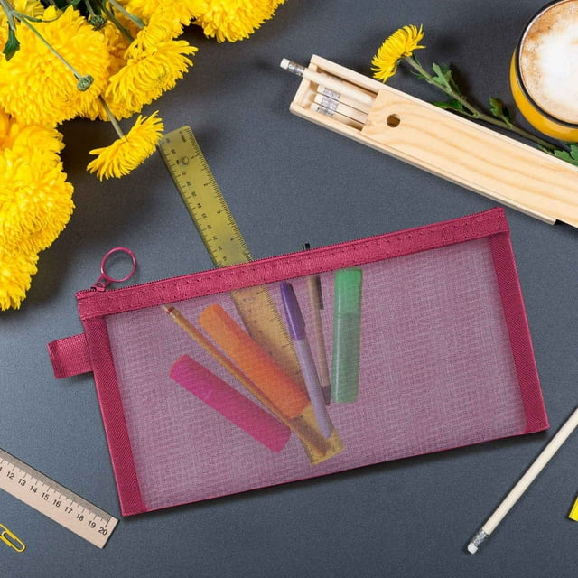 LSLJS Trousse à Crayons avec Fermeture Éclair Sacs à Crayons avec Filet Rétro Sac de Rangement Transparent Trousse à Crayons pour Organiser Fournitures Scolaires et de Bureau