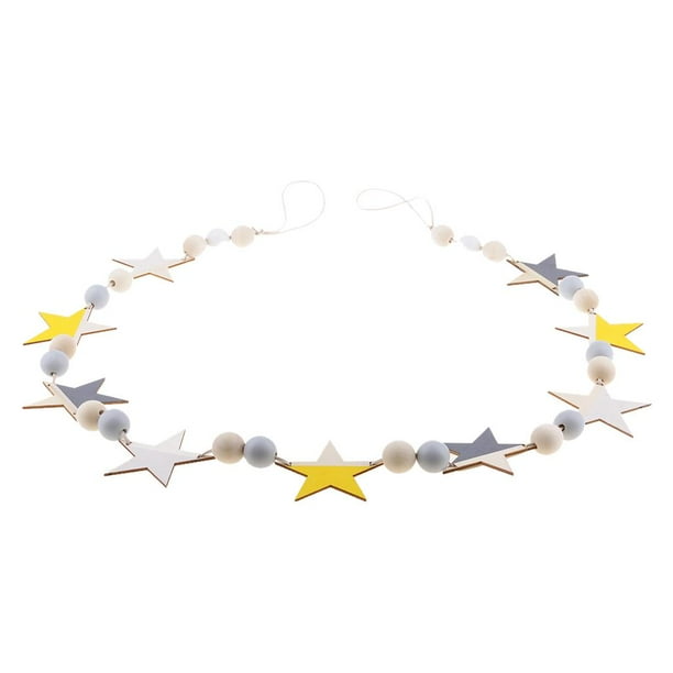 Guirnalda de madera con estrellas, banderines colgantes, decoración para habitación de bebé 2