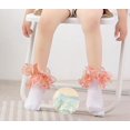 thumbnail image 2 of 1Pairs Toddler Girls Ruffle Socks Double Lace Frilly Princess Dress Sock Cotton Anti-slip Ankle Socks for Kids Years 1-10T, 2 of 5