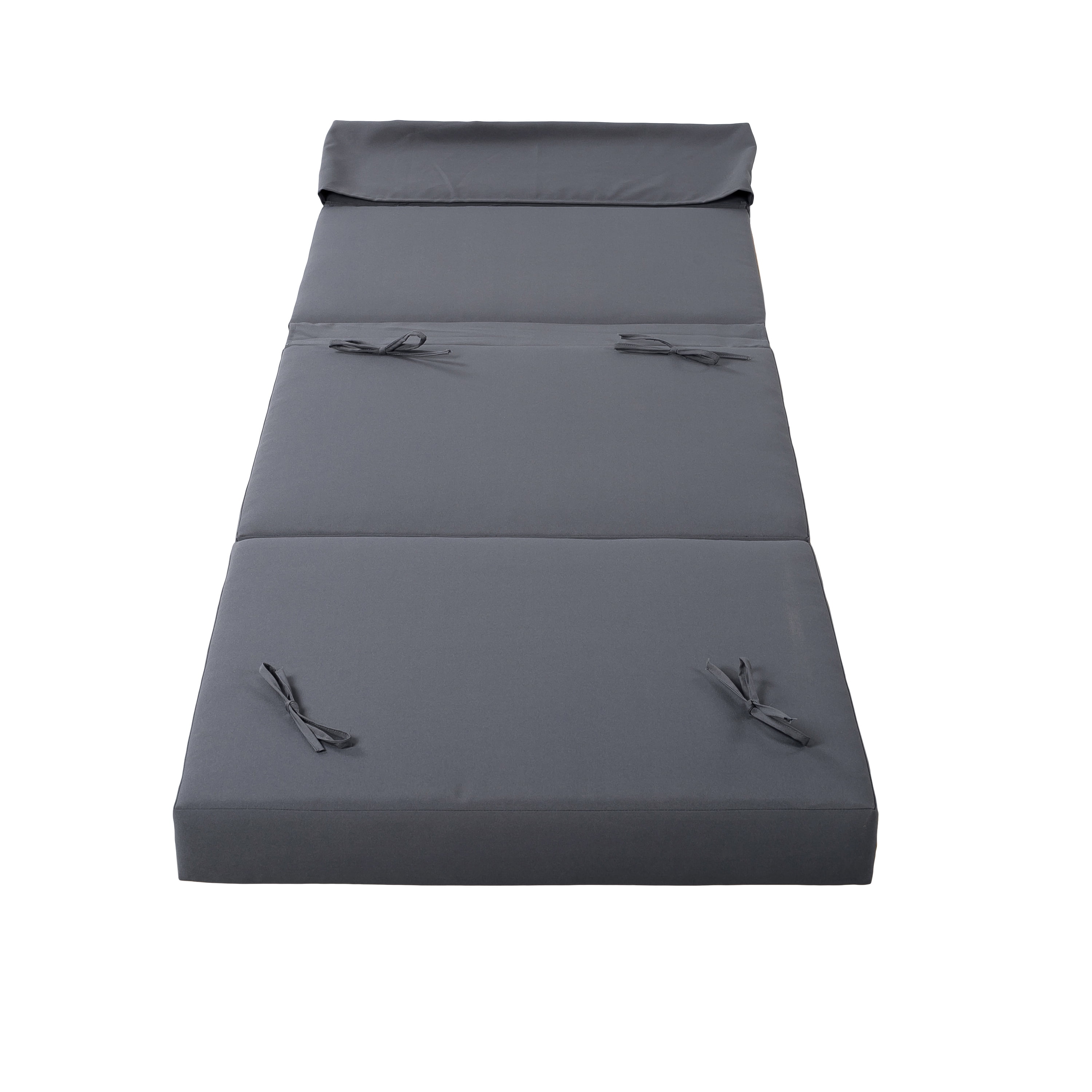 Reclining Chair Cushions, Outdoor High-Density Foam Cushions with Headrest for Patio Chaise Lounge, Dark Grey