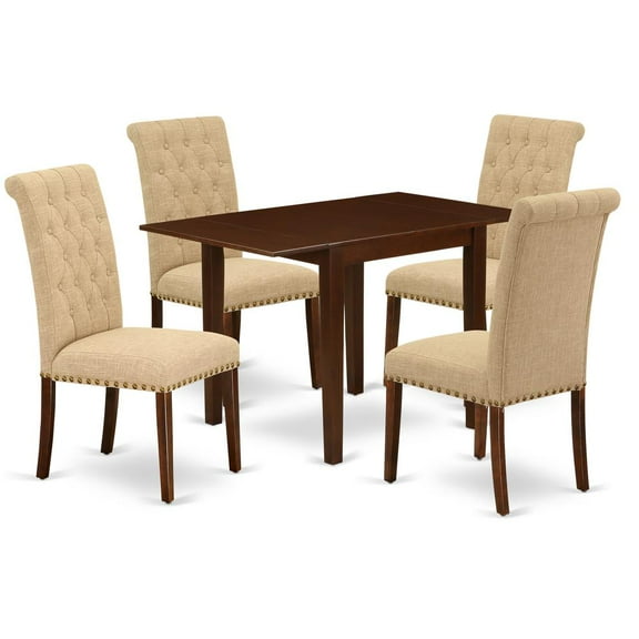 East West Furniture Norden 5-piece Wood Dining Set in Mahogany/Light Fawn