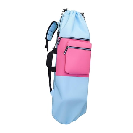Miulika Skateboard Backpack Drawstring Closure Yoga Mat Storage Bag Waterproof Longboard Carry Case with Adjustable Straps for Travel Light Blue