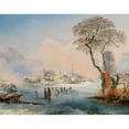 thumbnail image 3 of Johann Werner 18x15 Black Modern Framed Museum Art Print Titled - Ice Skating by Maria Worth on Lake Worthersee (1847), 3 of 5