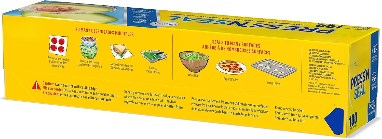 Press'N Seal Food Plastic Wrap, 70 Square Foot Roll (Package May Vary)