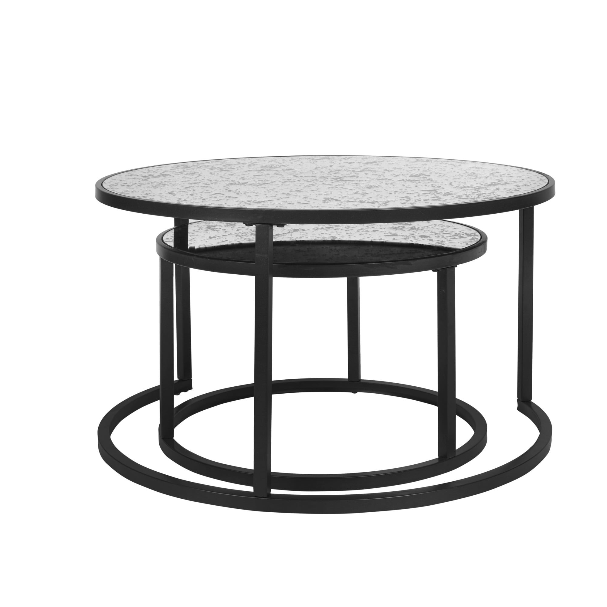 Resenkos Glass Top Accent Nesting Tables Set of 2, Small Coffee Table for Living Room Center