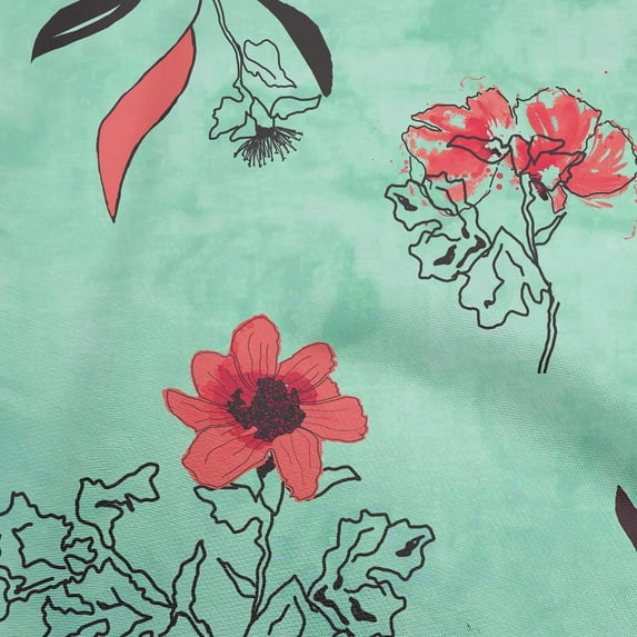 oneOone Cotton Cambric Sea Green Fabric Floral Botanical Floral With Texture Craft Projects Decor Fabric Printed By The Yard 42 Inch Wide
