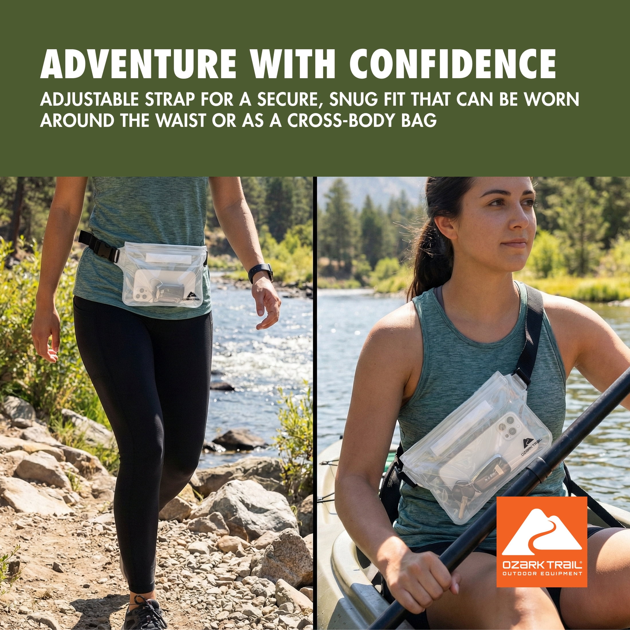 Ozark Trail Waterproof Pouch with Adjustable Strap (2-Pack)
