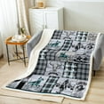 thumbnail image 2 of Western Throw Blanket Queen 90"X90" Cowboy Horse Fleece Bed Blanket Boho Western Cow Skull Sherpa Blanket American Wild West Fuzzy Blanket Blue Farmhouse Buffalo Plaid Decor, 2 of 4
