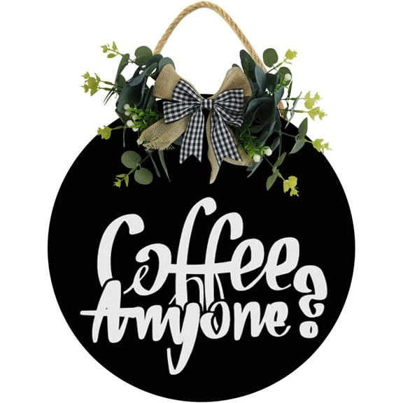 Eveokoki 12" Coffee Anyone Sign,Coffee Bar Sign Farmhouse Coffee Wooden Sign,Rustic Wood Coffee Table Sign Vintage Coffee Wood Plaque Decor