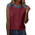thumbnail image 5 of Domuza 250th Anniversary Shirt for Women Usa Flag Graphics Sleeveless Tops Dressy Casual Grew-Neck T-Shirts Summer 2026 Comfort Clothing Wine M, 5 of 6