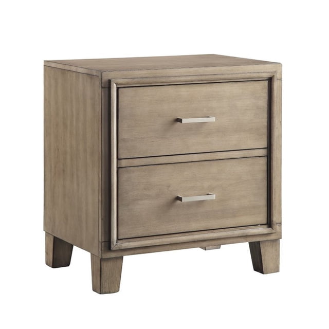 Bowery Hill Table de Chevet 2 Tiroirs en Gris