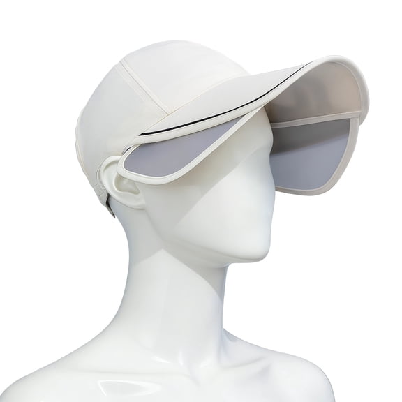 Women's Beige Sun Visor Hat, Excellent Protection with Wide Brim, Adjustable Sports Sunshade Hat for Golf Outdoor Activities, Polyester Fiber, Head Circumference 22.8-23.6 in / 58-60 cm