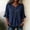 Blue, variant on Leisure Womens Blouses Ruffled Striped Henley 3/4 Sleeve Blouse Daily Wear Fitted Flutter Button Down T-Shirt Womens Tees Gray M