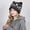 Black, variant on Women Cute Cat Ear Shaped Knit Hat, Vintage Cuffed Winter Hat Warm Ear Protection Pullover Cap