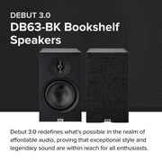 ELAC Debut 3.0 DB63-BK Bookshelf Speakers, Black Ash (Pair) - 1? Aluminum Dome Tweeter & 6.5? Aramid Fiber Woofer - 2-Way Bass Reflex - 42Hz to 38KHz Response