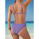 thumbnail image 4 of Conjunto de Bikini de Dos Piezas para Mujer, Traje de Baño de Talle Bajo con Escote en V, con Control de Abdomen, Ropa de Playa 2025 Platycodon XL, 4 of 10