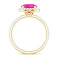 thumbnail image 2 of Rosec Jewels Lab Grown Pink Sapphire Ring with Diamond Halo for Women - AAAA Grade, 14K Yellow Gold, US 12.00, 2 of 9