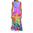 thumbnail image 4 of Robe de Soirée Femme Mode Col en V Sans Manches Été Soirée Fête Imprimée Dames Poche Gilet Longue Robe Robe Western en Liquidation, 4 of 6