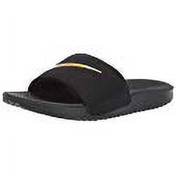 Nike Brandclub Nike Kawa Slide GS PS Sandal Black Metallic Gold 11 US Unisex Little Kid