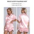 thumbnail image 3 of DAKIMOE Womens Silk Satin Pajamas Short Sleeve Loungewear Two-Piece Sleepwear Button-Down Pj Set, 3 of 6