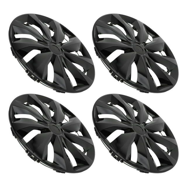 Unique Bargains 4 Pcs R16/16 Inch Universal Wheel Rim Hub Cover Wheel Hub Caps Black Plastic