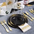 thumbnail image 2 of 25Pcs 7.5 inch Plastic Plates - Black Gold with Hammered Gold Rim eavy Duty, Premium, Reusable for Parties, Wedding & Events, 2 of 6