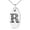 Silver, variant on Stainless Steel Letter R Initial Dotted Monogram Engraved Small Oval Charm Pendant Necklace