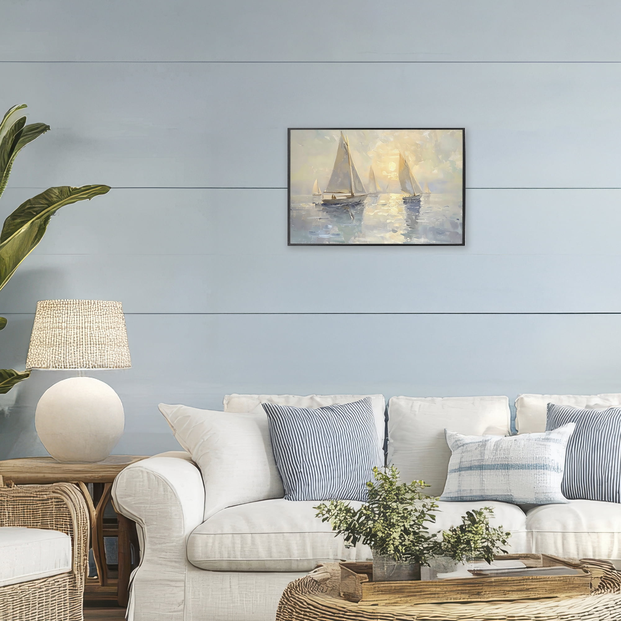 Stupell Industries Sunset Sailboats Glow Black Framed Giclee Art, design by Creative Studio