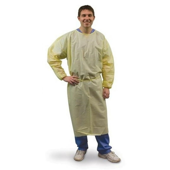 Tidi Exam Gown - Spunbond, Yellow, Universal, Box of 100 - Model 8570