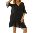 thumbnail image 5 of hirigin Women's Cover-up Dress Short Sleeve V Neck Solid Ruffled Loose Summer Casual Beach Dress, 5 of 9