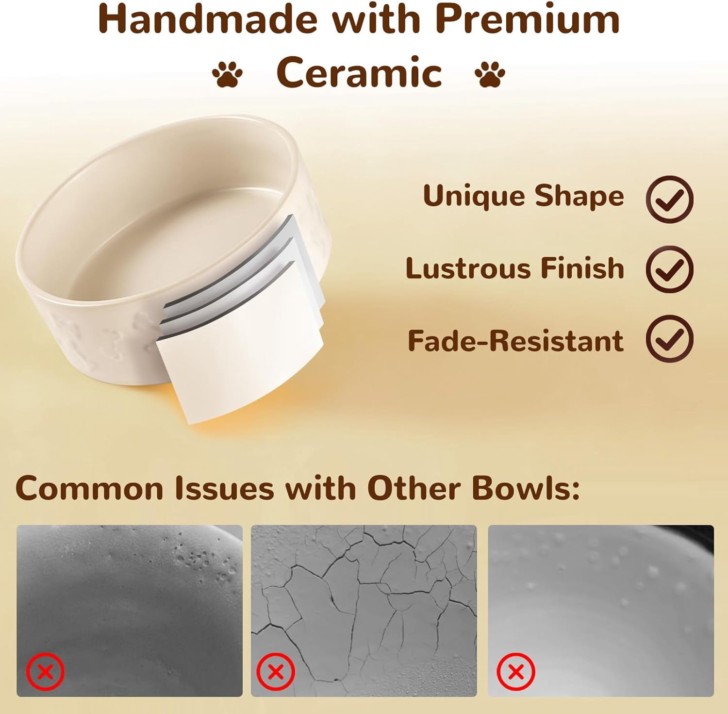 Dog Bowls Set with Wood Stand & Mat Waterproof, 3.5 Cups Ceramic Dog Bowls Elevated for Medium Dogs, Dual Food and Water Bowls with Weighted Non-Slip Base 28.7 OZ