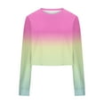 thumbnail image 5 of BSDJILFG Crop Tops for Juniors Loose Fit Sweatshirt Y2K Long Sleeve T-Shirts Gradient Color Crewneck Pullovers, 5 of 5