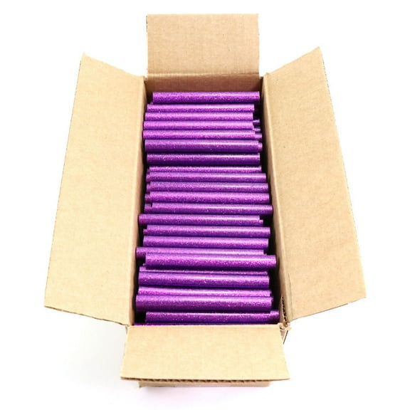 725R54GPURPLE Full Size 4" Purple Color Glitter Hot Glue Stick - 5 lb Box