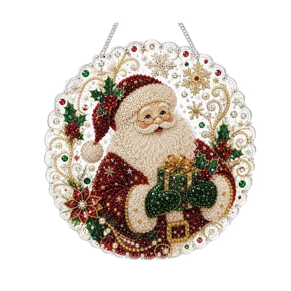 lzexuh Christmas 10 Inch 2D DIY Diamond Pearl Art Kit,Sparkle Christmas Ornament Hanging,Festive Xmas Wall Tree Decor,Holiday Craft Gift Set 10"