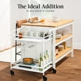 thumbnail image 6 of TYUIOP Rolling Bar Cart, Mobile Home Bar Serving Cart, Serving Station w/ 2 Tier Shelves, Wine Rack, Lockable Wheels - White, 6 of 10