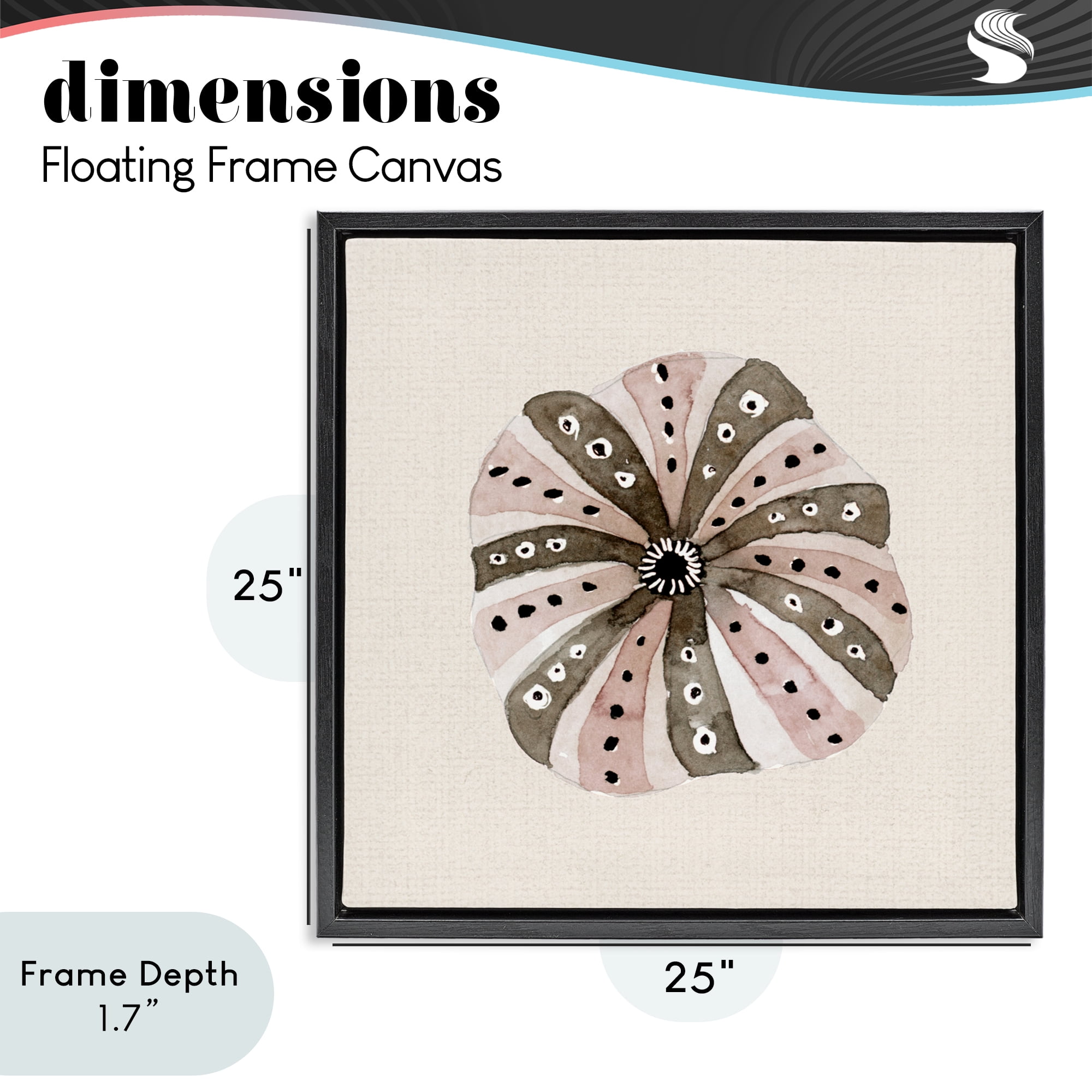 Stupell Industries Taupe Striped Sea Urchin Black Framed Floater Canvas Wall Art, design by Lanie Loreth