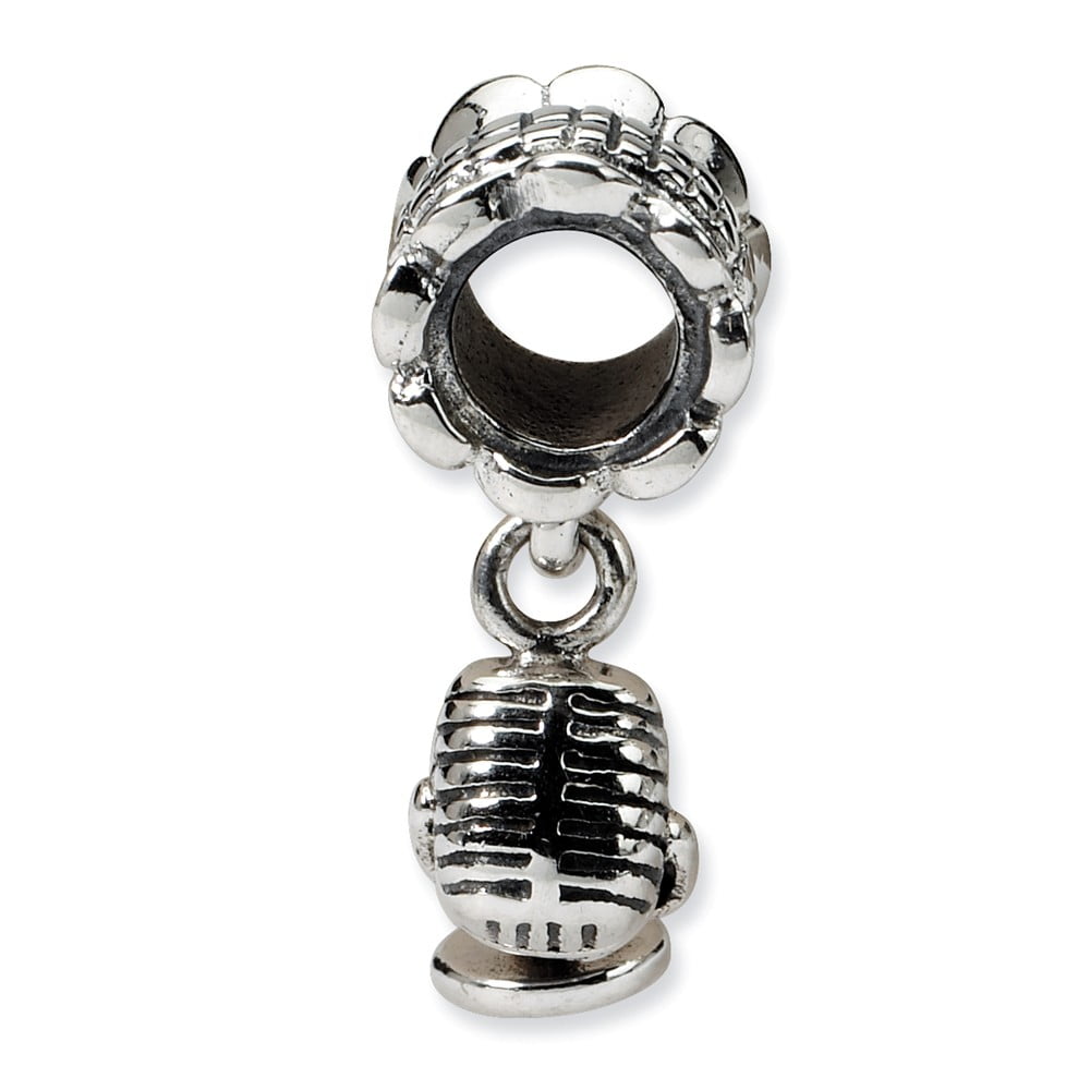 FB Jewels Solid 925 Sterling Silver Reflections Microphone Dangle Bead