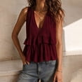 thumbnail image 5 of Womens Cotton Linen Tank Top Sleeveless V Neck Babydoll Peplum Blouse Loose Fit Ruffle Hem Flowy Summer Tops, 2026 New Limited-time Off, 5 of 7