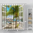 thumbnail image 7 of Ocean Moon Window Landscape Shower Curtains Sea Water Reflection Moonlight Waves Curtain for Bathroom Home Bathtub r Fabric, 7 of 7
