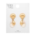 thumbnail image 3 of Time and Tru Women’s Gold Tone Metal Drop Earrings Faux Pearl Shell Dangle Design, 3 of 6