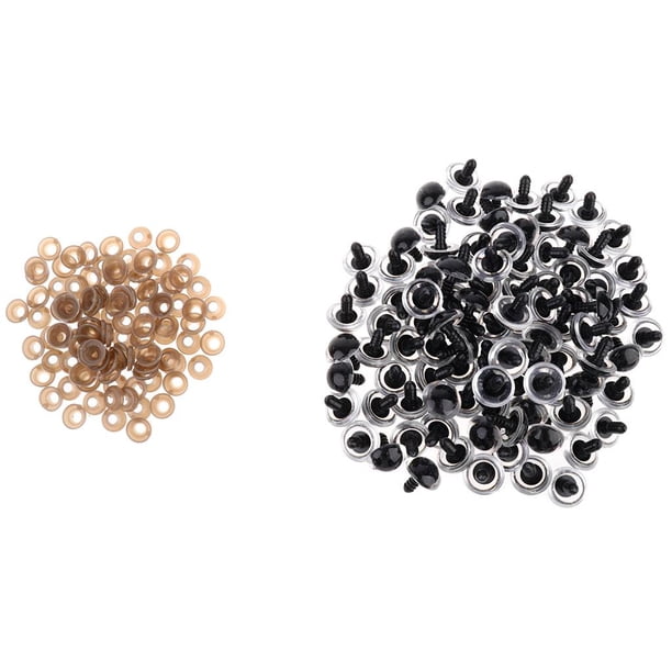 100 piezas de ojos de seguridad de plástico transparente con respaldo para 16 mm