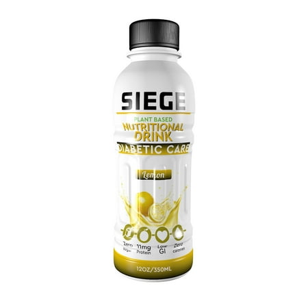Siege Diabetic Care Drink, Protein Drink, Lemon, 11.8ox Bottle, 4 count