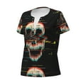 thumbnail image 2 of Naloa Glitch Screaming Skull Print T-Shirts Short Sleeve V Neck Tees for Women Fashion Tops Trendy Lightweight Soft Casual Summer Outfits Clothes, 2 of 5