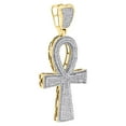thumbnail image 2 of 10K Yellow Gold Real Diamond Ankh Cross Pendant 2.40" Mens Pave Charm 1.50 ct., 2 of 5