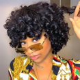 thumbnail image 1 of Peluca IMAYLI Afro Rose, pelo humano rizado Funmi, 20 cm, 180%, negro, 1 of 6