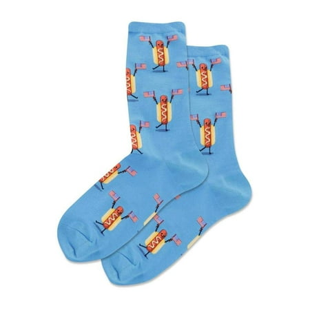 

Hotsox Women s Fourth Of July Hot Dog Crew Socks 1 Pair Turquoise Women s 9-11