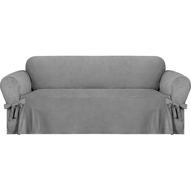 EasyGoing Velvet Couch Covers for 3 Cushion Couch Sofa Luxury Velvet Sofa Cover with Ties One