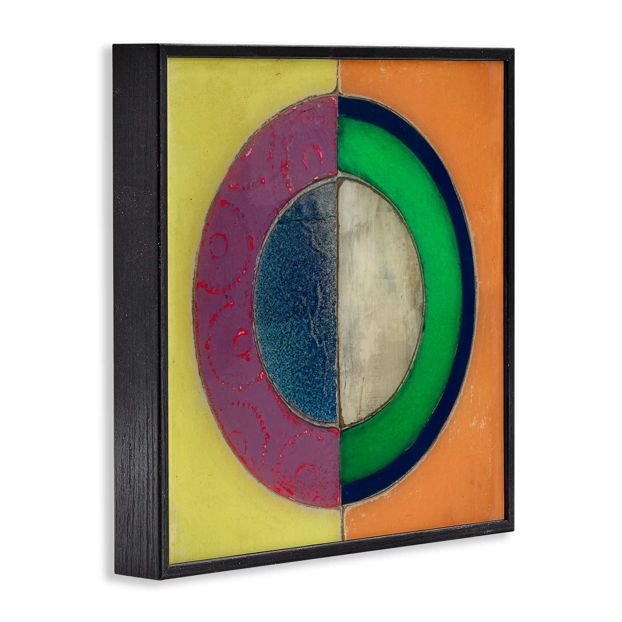 Stupell Industries Muted Round Color Black Black Framed Giclee Art, design by Matthew Finger