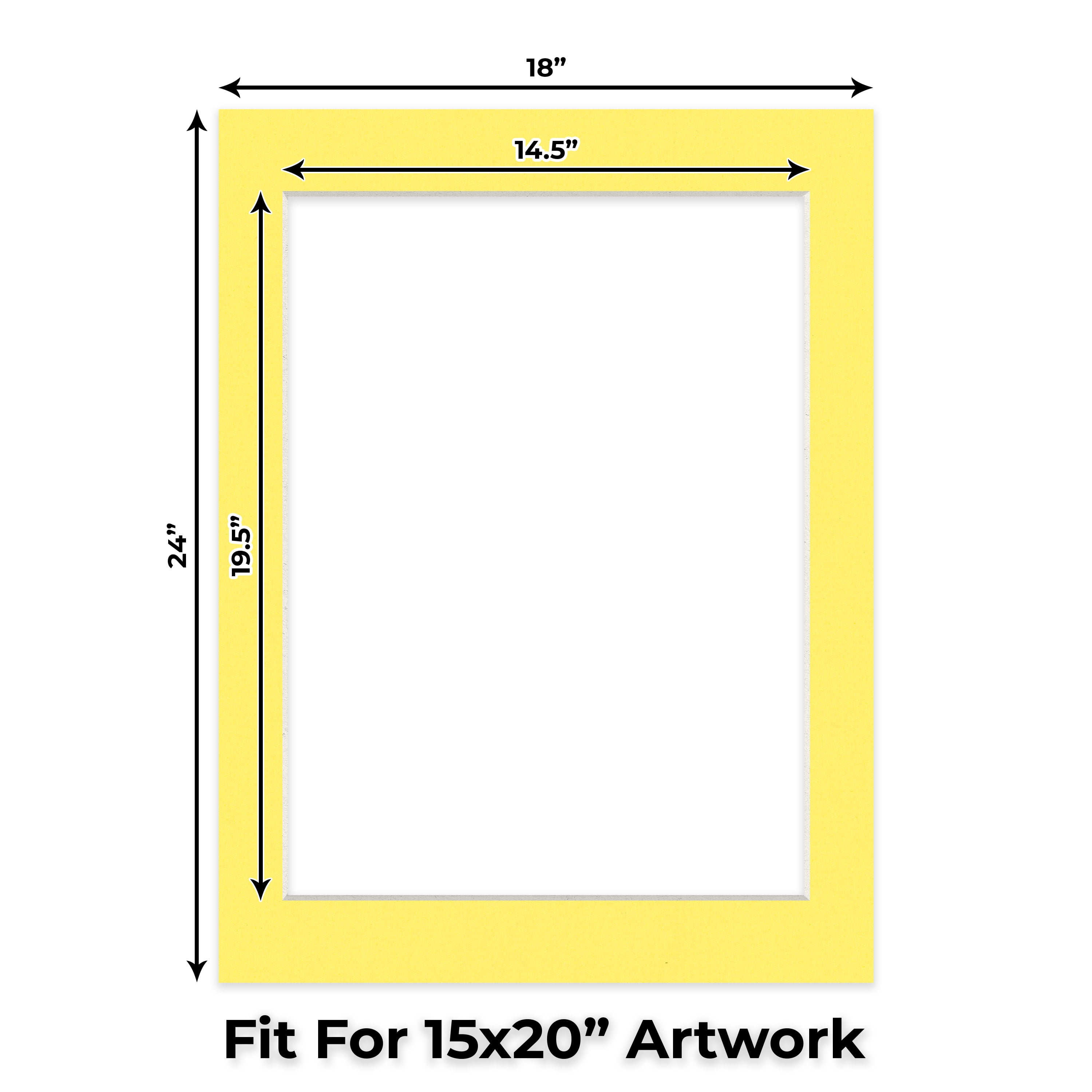 Yellow Picture Frame Mat for 18x24 Frames - Fits 15x20 Photos - 1 Mat