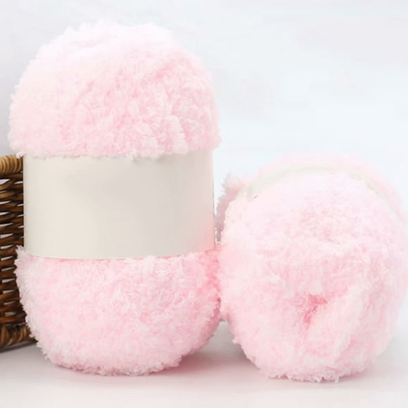BUYISI No Pilling Skin Friendly Hand Knitted Crochet Hat Doll Made With Coral Fleece Yarn Ball Perfect For Various Projects Light Pink